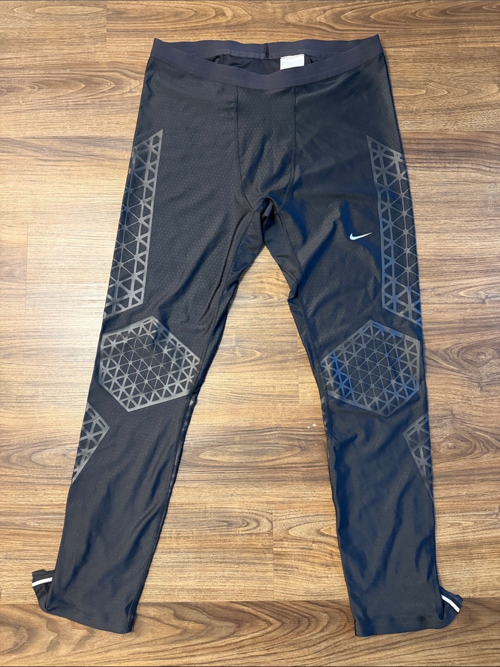 Nike Black Compression Leggings with Hex Graphic Panels